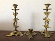 Świecznik, trzy świeczniki materiał mosiądz