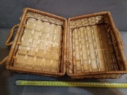 Koszyk wiklinowy piknikowy prl