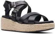 Sandały koturn Clarks 39 czarne czerń paski skóra naturalna