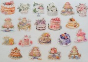 naklejki 40 szt kolorowe ciasta torty scrapbooking