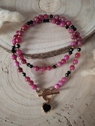 Naszyjnik Maulin Rouge 45 cm różowy turmalin agat 