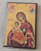  Ikona Grecka na desce z certyfikatem Matka Boża z dzieciątkiem Jezus. 