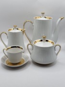 Wykwintny serwis do kawy, biało- złoty, 11 - elementów
