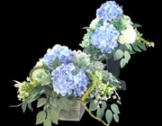 Niebieski Komplet stroik wiązanka na grób cmentarz pomnik hortensja 