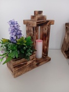 Lampion drewniany opalany