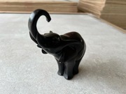 Figurka słonika / słoń z podniesioną trąbą | drewno hebanowe? | ciężka