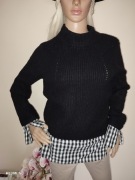 Gruby sweter wyciągnięta koszula kardigan Golf półgolf