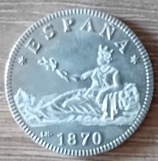 Hiszpania 1 peseta 1870 - KOPIA