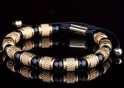 Bransoletka męska regulowana stal nierdzewna 304L pozłacana