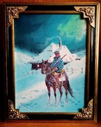 UŁAN -NOCNY ZWIADOWCA-OBRAZ OLEJNY NA PŁÓTNIE, -J. KOSSAK 48x38 