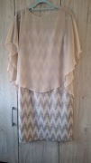Piękna beżowo-srebrna sukienka