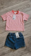 H&M komplet t-shirt spodenki jeansowe 68-74cm