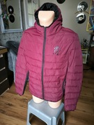 Gym King kurtka męska M bordowa czarna ocieplana z kapturem pikowana