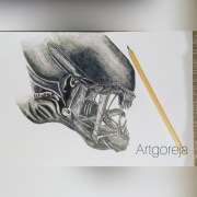 Obcy Ridley Scott rysunek szkic węgiel rękodzieło
