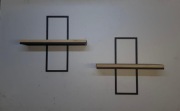 Komplet dwóch półek metal drewno