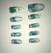 Tipsy Paznokcie Migdałki Turkusowo-białe 10 sztuk