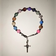 Bransoletka Różaniec z kamieni agat trawiony rękodzieło 