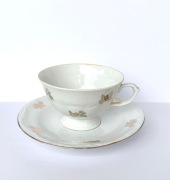 Filiżanka i Spodek Bogucice Złocone Motywy Vintage PRL Mid-Century Modern