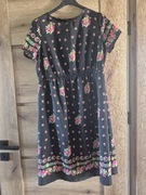 ASOS maternity czarna sukienka ciążowa folk kwiaty etno 38