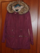 Okazja! Damska Kurtka Bordowa  futerko XS SINSAY 