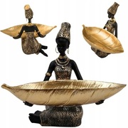 FIGURKA Z ŻYWICY. AFRYKAŃSKA KOBIETA Z TACĄ. STATUETKA DO DOMU SALONU BIURA