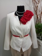 Czerwony elastyczny pasek z perełkami roz. 38 40 42 44