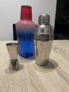 Shaker metalowy + shaker plastikowy + miarka - zestaw barmański