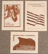 Ex-libris Ekslibrisy 3 szt. Biblioteka PWSM w Katowicach