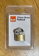 B&Q 30mm Brass Padlock mosiężna kłódka