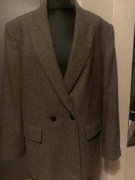 ZARA żakiet marynarka wdzianko narzutka z wełną oversize kratka duża