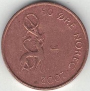 Norwegia 50 ore 2002 brąz - 18,5 mm - nr 1