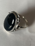 Pierścionek srebrny z onyksem  - próba 925  okazja!