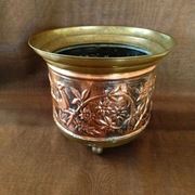 PIĘKNA OSŁONA NA DONICĘ  MIEDZIANA  ANTYK