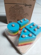 Drewniana zabawka edukacyjna dla niemowląt 16ele. Geometric stacker 18m+