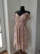 Letnia kolorowa sukienka z wiskozy i lnu 46 XXXL