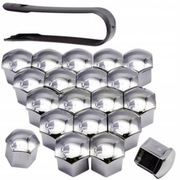 Nasadki nakładki kapturki na śruby felg 17mm chromowane 20 sztuk + Ściągacz