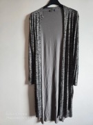 Narzutka Sevensu długi kardigan szary melanż z paskiem UNI