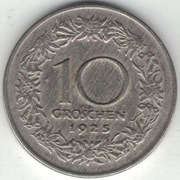 Austria 10 groschen 1925 - 22 mm - nr 1