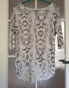 H&M bluzka sweter asymetryczny mgiełka print S M