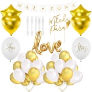 Zestaw dekoracji MĄŻ ŻONA Balon foliowy LOVE Ślub Wesele