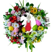 Wielkanocny wiosenny wieniec na drzwi  rękodzieło 40 cm 