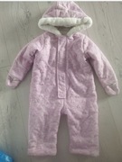 Kombinezon zimowy dziecięcy dla dziewczynki  futerko różowy serduszka 86