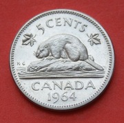 5  Centów  1964   r  -     Kanada   Bóbr 