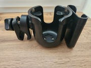 Uchwyt do wózka na telefon kubek butelkę 2w1 czarny Uniwersalny bidon