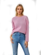 JUVIA różowy bawełna+cupro+merino sweterek S/M 