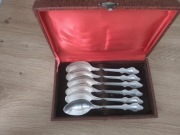 Komplet 6 łyżeczek melchior posrebrzane ZSRR PRL Etui