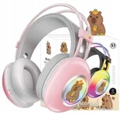 Słuchawki Bezprzewodowe Kapibara RGB Bluetooth Nauszne Z Mikrofonem Różowe