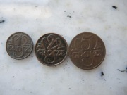 1 gr, 2 gr i 5 gr 1931 r Brąz (3 monety)
