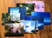 Zestaw 8 pocztówek Muminki Moominvalley 3D lata 90