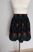 Spódniczka czarna kwiatki folk S,M,L  +gumka 